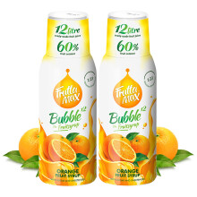 2 Pack - FruttaMax - Fruit Syrup Concentrate - Less Sugar - with 60% Fruit Content - Suitable for soda Machine (2x500ml) (2 x Orange)