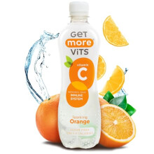Get More Vits Vitamin C Sparkling Orange Flavoured Spring Water (12 x 500ml) Sugar-Free Low-Calorie Stronger Immune System Tangy Refreshingly Fizzy