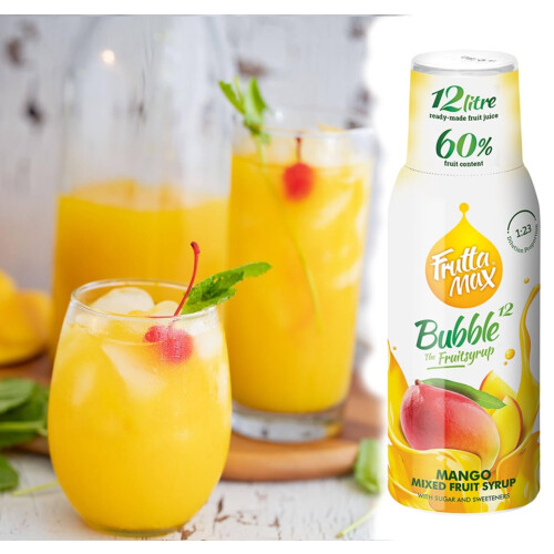 8 Pack - FruttaMax Mango Syrup | Less Sugar | 60% Real Fruit Concentrate | Suitable for soda Machine 8x500ml 1
