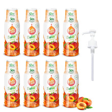 8 Pack - FruttaMax Peach Syrup | Less Sugar | 60% Real Fruit Concentrate | Suitable for soda Machine 8x500ml