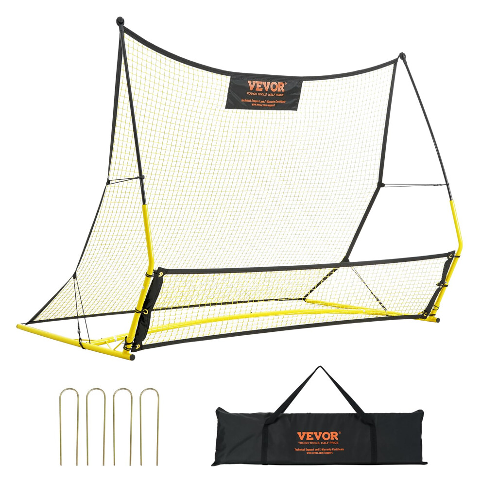 VEVOR 2-in-1 Football Rebounder Net, 72"x51" Iron Soccer Practice Equipment, Sports Football Goal with Portable Bag, Perfect for Team Solo Training,