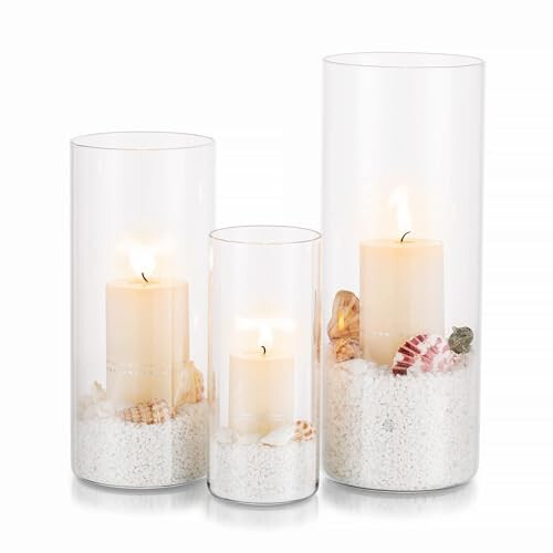 HurricaneCandleHolderGlassCylinder:3Pcs/SetClearFlowerVaseforTeaLightVotivePillarFloatingCandlesforDiningTableDecorationsWedding