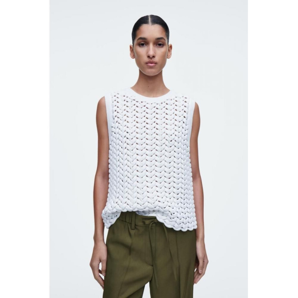 (white/S) Cos Japan Open Knit Vest