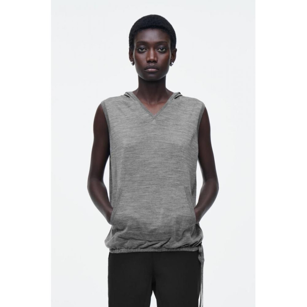 (grey melange/M) Cos Japan Merino Wool Sleeveless Hoodie