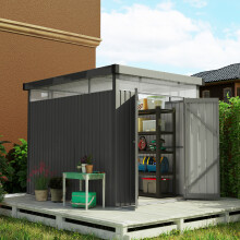 Outsunny 5.3 x 8.5ft Galvanised Steel Garden Shed with Roof Windows