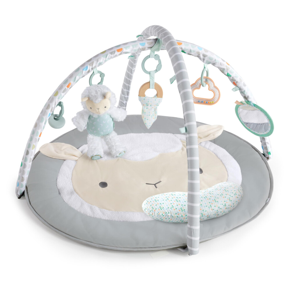 Ingenuity, Sheppy?s Spot Plush Activity Gym, Corrie, Baby Play mat Gym with Play Arch, Prop Pillow, 5 Detachable Activity Toys, Easy to Store, Machine