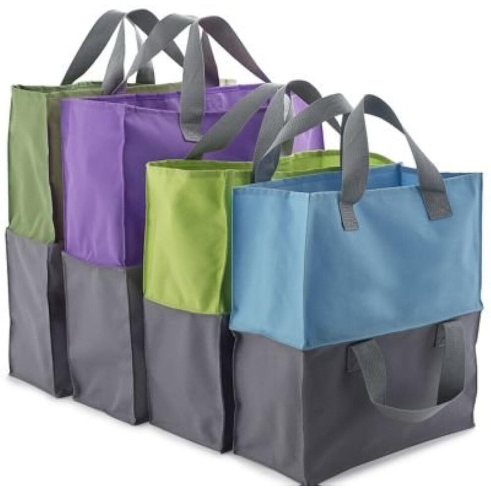 lakeland 2-in-1 Trolley Tote Set ? Expandable Shopping Bags 2 Small 2 Large Great For Food Shopping