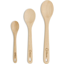 Chef Pomodoro 3-Piece Solid Beechwood Wooden Spoons - Scratch-Resistant Kitchen Utensils (12, 10.5, 8) CP-Wooden utensils