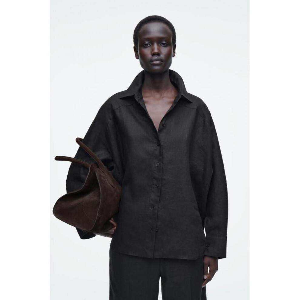 (Black/32) Cos Japan Boxy Fit Linen Shirt