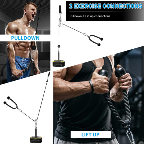 FASPUP Cable Pulley System Home Gym, Lat Pull Down Pulley System with Tricep Rope Cable Machine Attachments for LAT Pull Down, Arm Back Shoulder 1