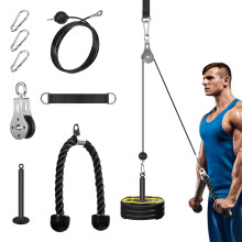 FASPUP Cable Pulley System Home Gym, Lat Pull Down Pulley System with Tricep Rope Cable Machine Attachments for LAT Pull Down, Arm Back Shoulder