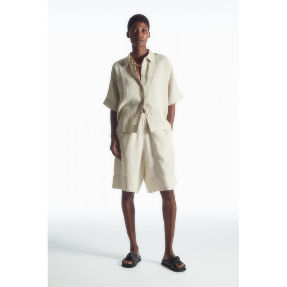 (Stone/40) Cos Japan Linen Elastic Shorts