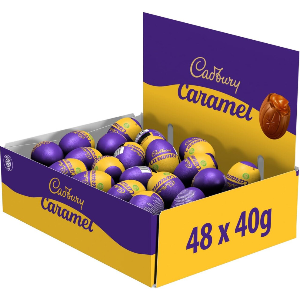 Cadbury Caramel Egg Single (Pack of 48). Easter, Egg Hunt, Thank you Gift, Present, Caramel Filled Chocolate Eggs OFFICIAL