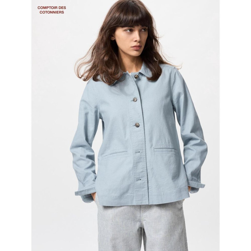 (62 BLUE/M) Uniqlo Japan Linen Cotton Jacket