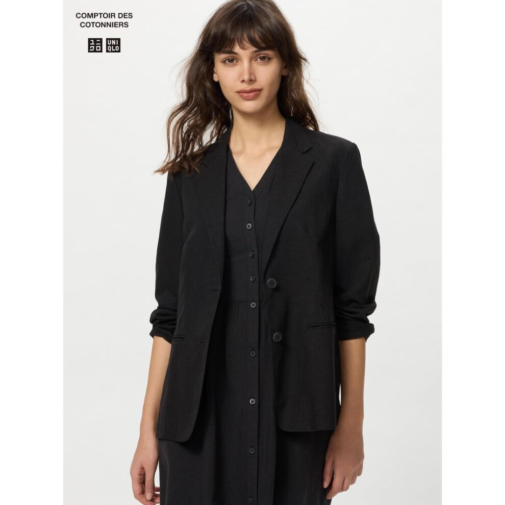 (09 BLACK/XS) Uniqlo Japan Linen Blend Jacket