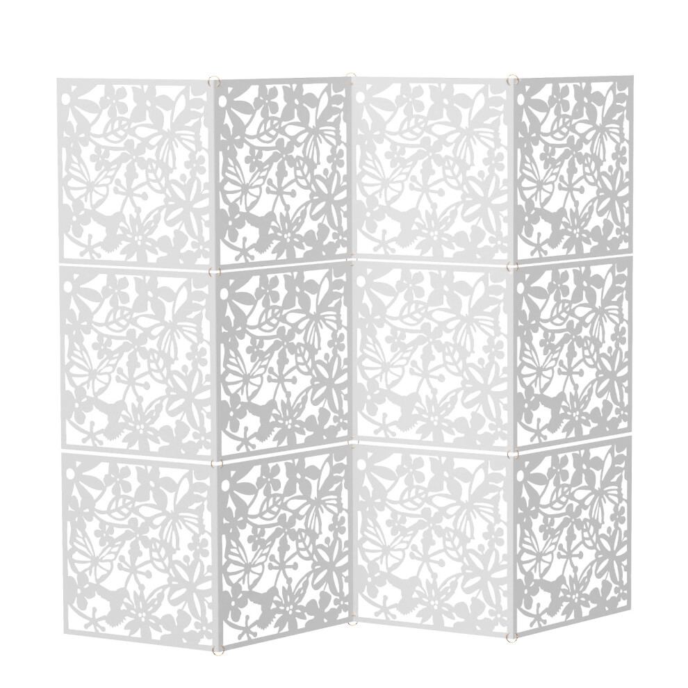 (White)12pc hanging,folding,Room Hollow Carving Divider Screen Square