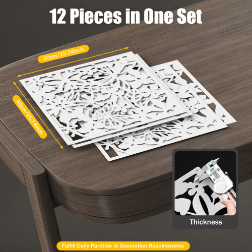(White)12pc hanging,folding,Room Hollow Carving Divider Screen Square 2