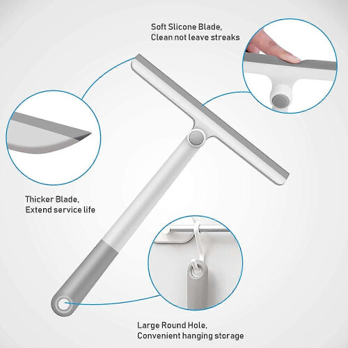 Shower Squeegee, 360Rotating Extended Handle Multipurpose Silicone Squeegee with for Shower, Bathroom, Mirror 2