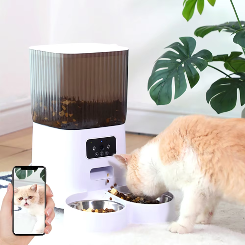 5L Double Bowls Smart Automatic Cat Feeder With Camera Cat Dry Food 1