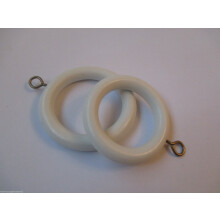 Pack Of 10 Wooden Curtain Pole Rings White 45mm by Ironmongery World