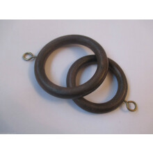 Pack Of 10 Wooden Curtain Pole Rings Dark Walnut 45mm by Ironmongery World
