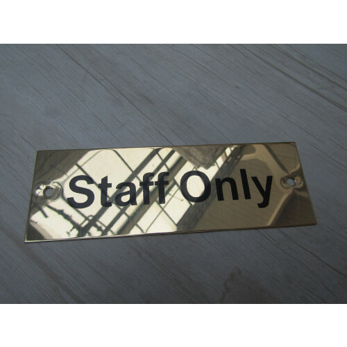 Rectangular Brass Staff Only Door Sign by Ironmongery World