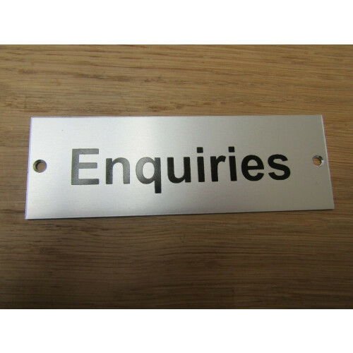 Rectangular Satin Aluminium Enquiries Door Sign by Ironmongery World