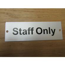 Rectangular Satin Aluminium Staff Only Door Sign by Ironmongery World