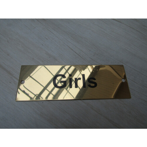 Rectangular Brass Girls Door Sign by Ironmongery World