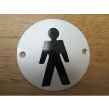 Circle Satin Aluminium Male Door Sign by Ironmongery World