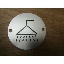 Circle Satin Aluminium Shower Door Sign by Ironmongery World