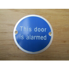 Circle Satin Aluminium This Door Is Alarmed Door Sign by Ironmongery World