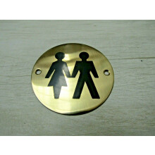 Circle Brass Unisex Door Sign by Ironmongery World