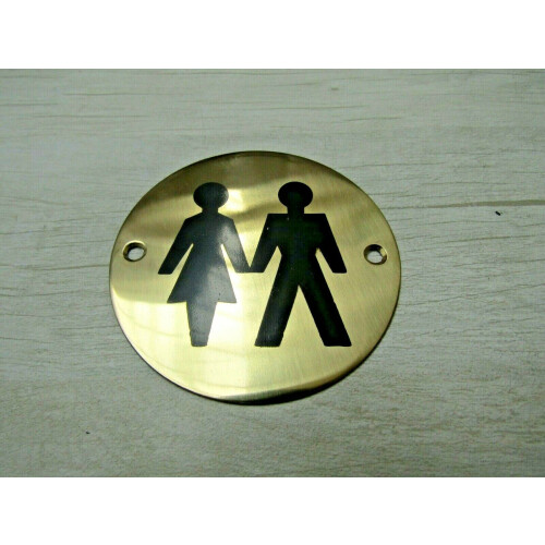 Circle Brass Unisex Door Sign by Ironmongery World