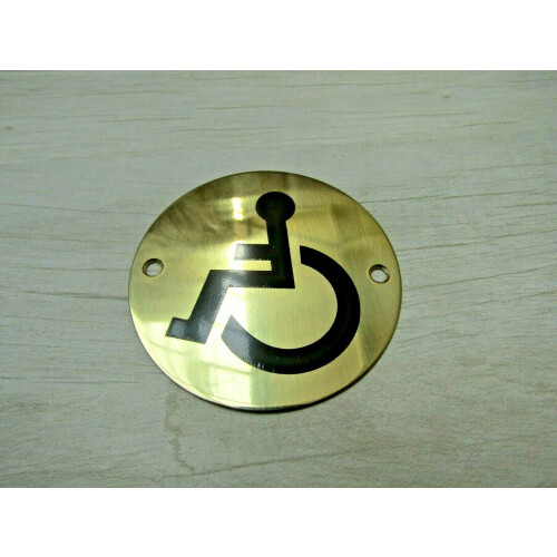 Circle Brass Disabled Door Sign by Ironmongery World