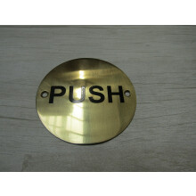 Circle Brass Push Door Sign by Ironmongery World