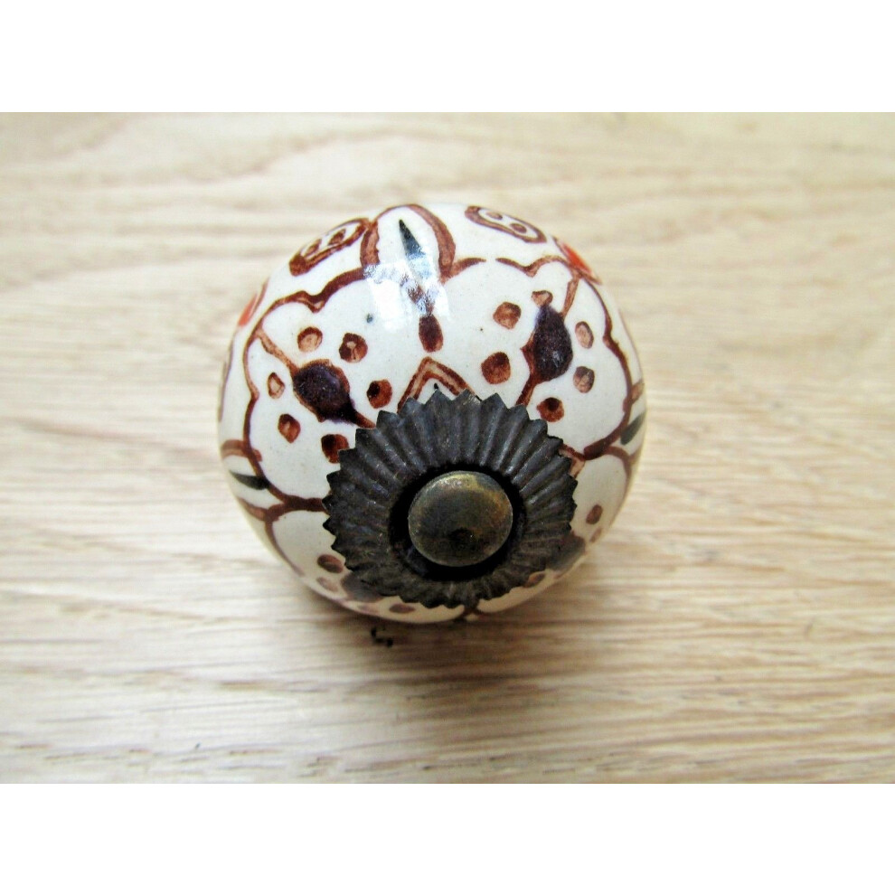 Patterned Round Ceramic Pumpkin Cabinet Knob 40Mm By Ironmongery World 5057067955779