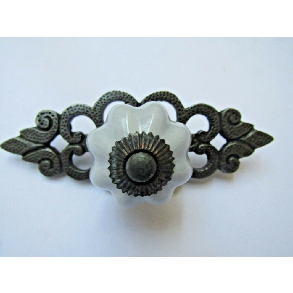 Duck Egg Blue Ceramic Cabinet Knob With Antique Iron Back Plate By Ironmongery World 5057067999360