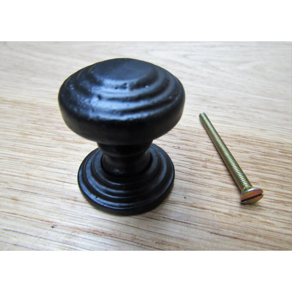 Rimmed With Backplate Cabinet Knob Black Antique 32Mm By Ironmongery World 5057067963507