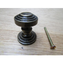 Rimmed with Backplate Cabinet Knob Antique Brass 32mm by Ironmongery World