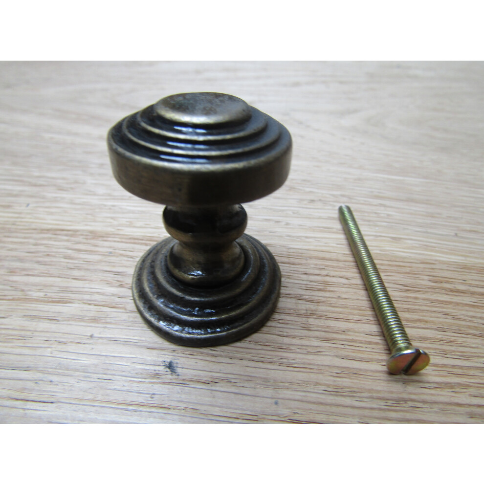 Rimmed With Backplate Cabinet Knob Antique Brass 32Mm By Ironmongery World 5057067963422
