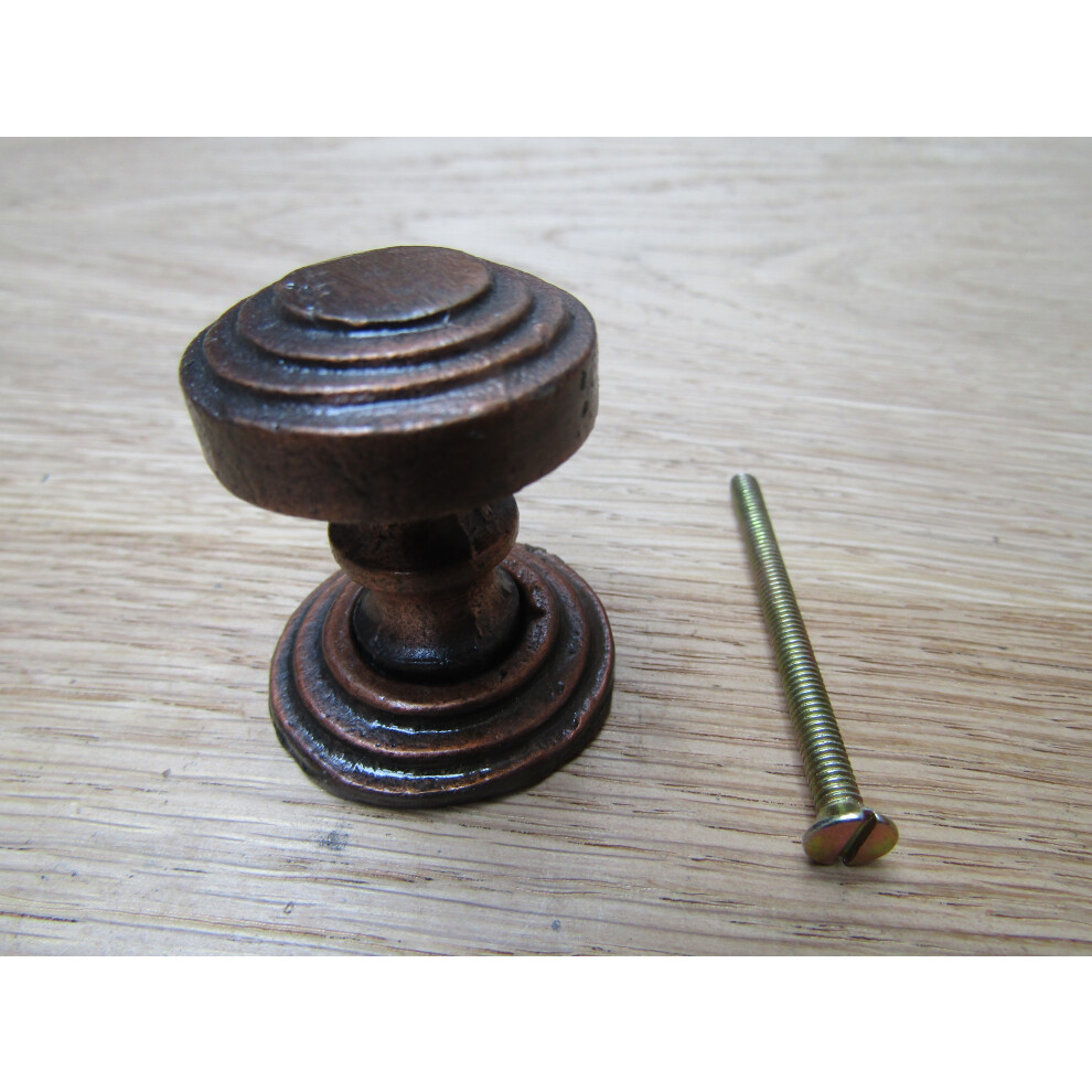 Rimmed With Backplate Cabinet Knob Antique Copper 32Mm By Ironmongery World 5057067892906