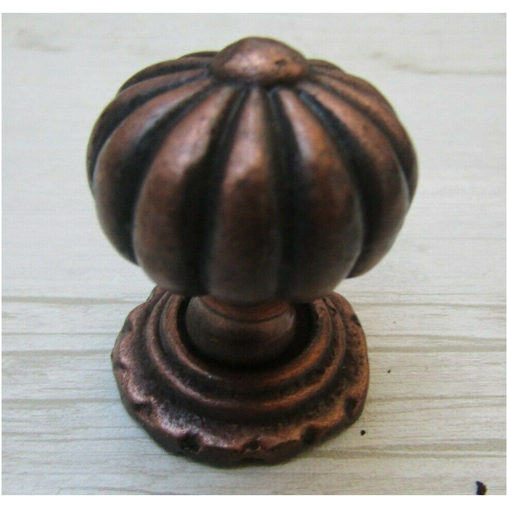 Pumpkin With Base Cabinet Knob Antique Copper 32Mm By Ironmongery World 5055979723479