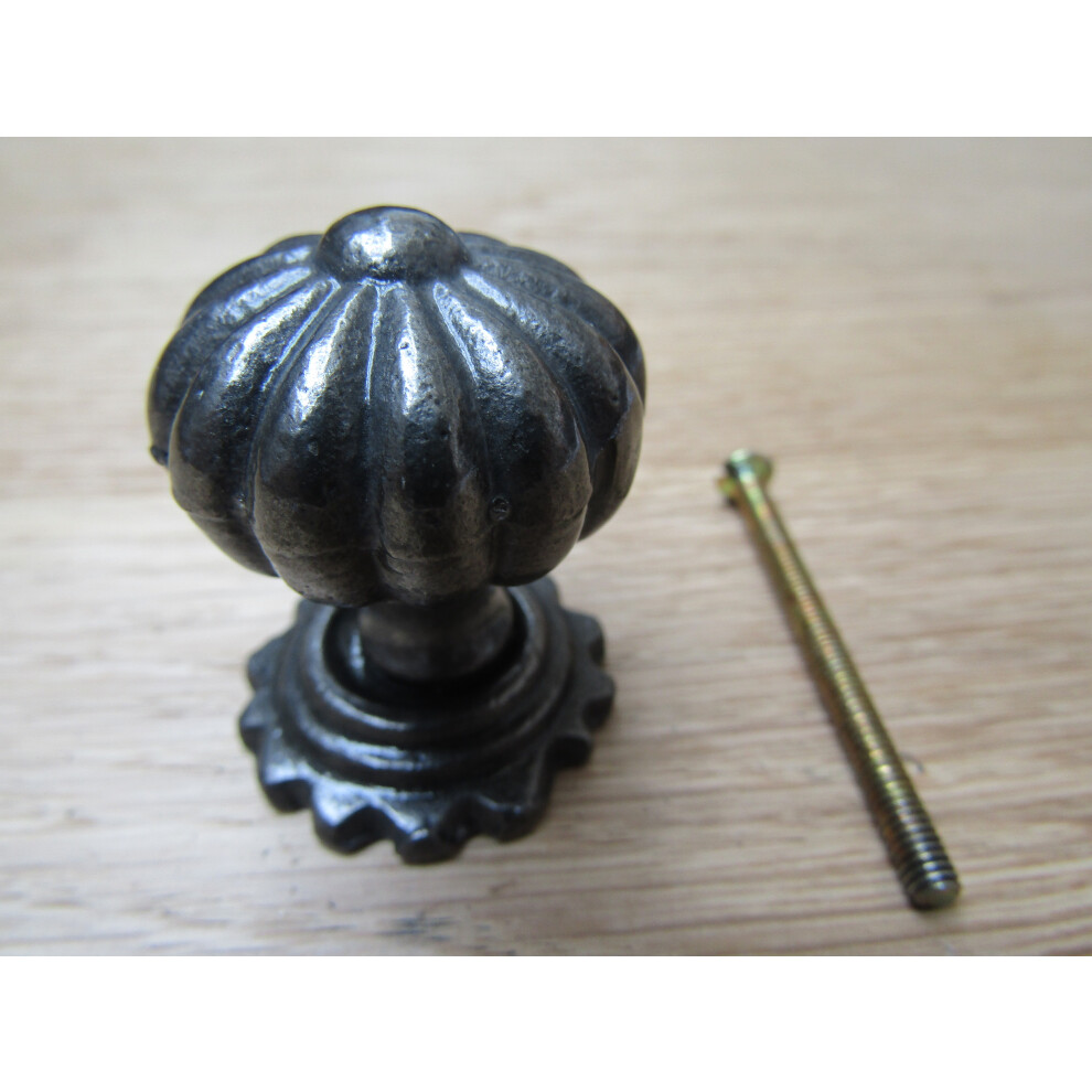 Pumpkin With Base Cabinet Knob Antique Iron 32Mm By Ironmongery World 5057067410360