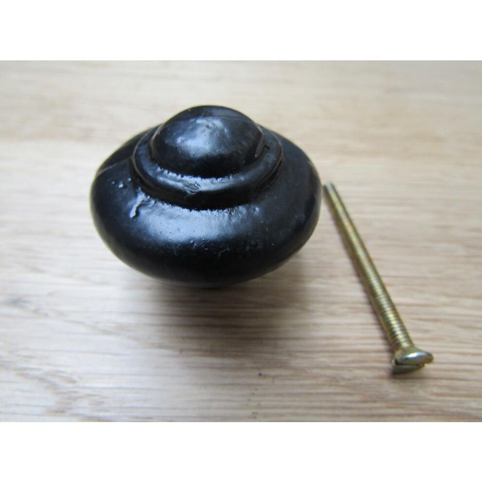 Cast Iron Stepped Cabinet Knob Black Antique 40Mm By Ironmongery World 5057067963866