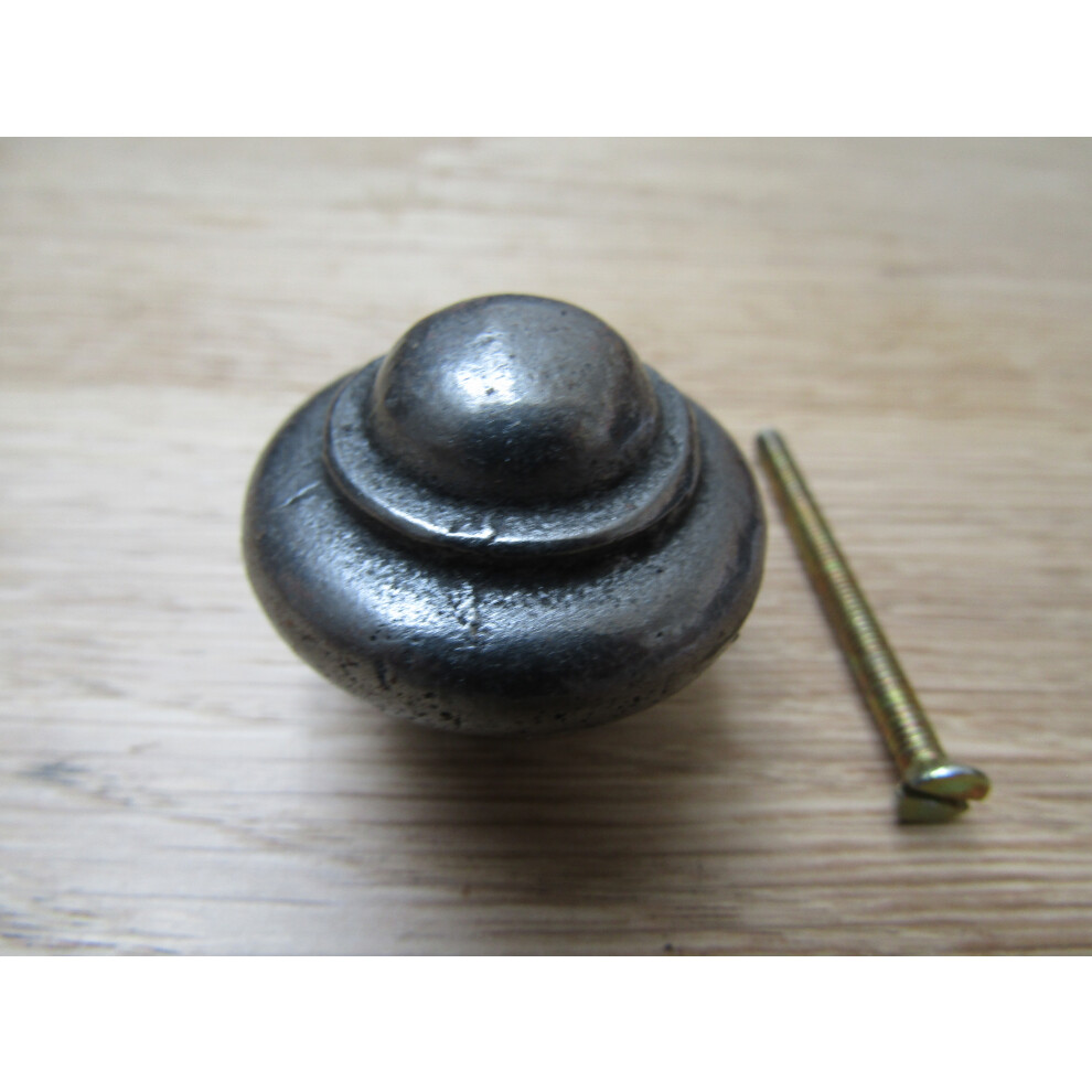 Cast Iron Stepped Cabinet Knob Antique Iron 40Mm By Ironmongery World 5057067537197