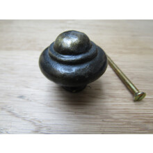 Cast Iron Stepped Cabinet Knob Antique Brass 40mm by Ironmongery World