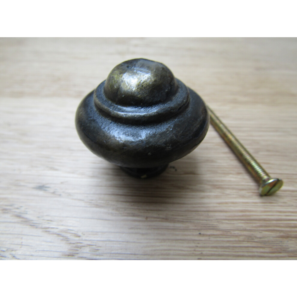 Cast Iron Stepped Cabinet Knob Antique Brass 40Mm By Ironmongery World 5057067963828
