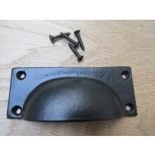 Small Plain Rectangular Cabinet Handle black antique by Ironmongery World