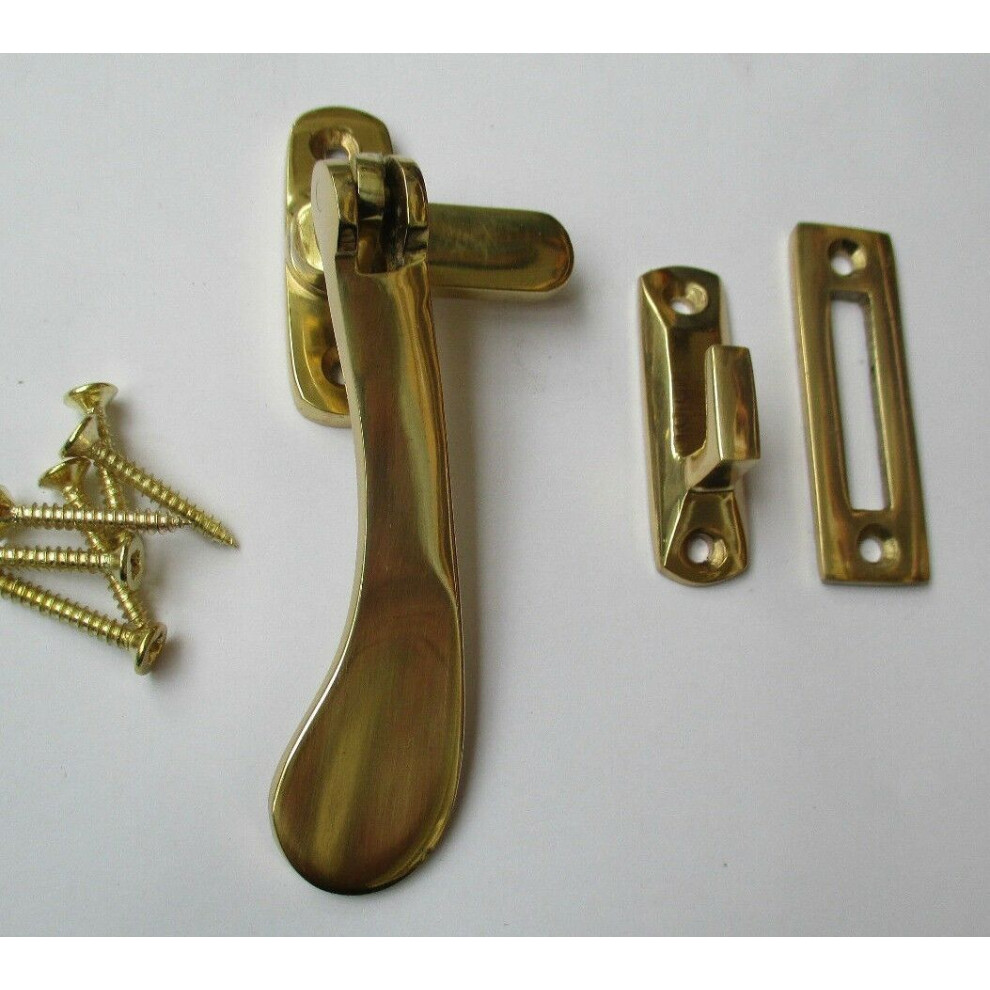 Polished Brass Window Fittings Hook & Mortice Fastener By Ironmongery World 5057067950842
